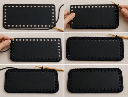 Çanta Yapım Seti Dikdörtgen Çanta Tabanı ve 2 Çanta Sapı 20x11 cm Siyah