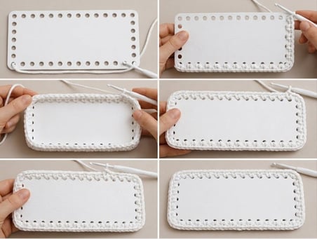 Çanta Yapım Seti Dikdörtgen Çanta Tabanı ve 2 Çanta Sapı 20x11 cm Beyaz