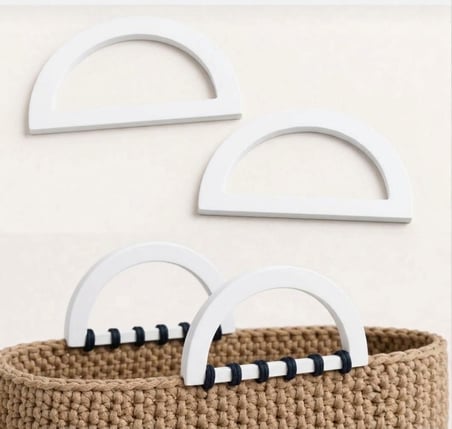 Çanta Sapı 2li Set Örgü ve Tığ İşi Çanta Sapı 14x8 cm Beyaz