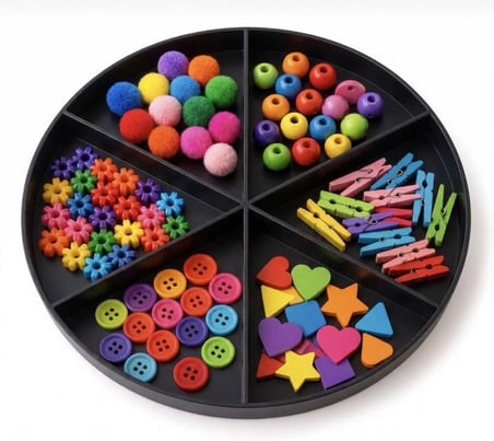 6 Bölmeli Duyusal Oyun ve Aktivite Tepsisi - Montessori Eğitici Materyal (Siyah)
