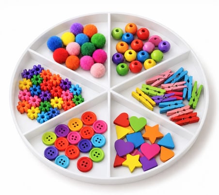 6 Bölmeli Duyusal Oyun ve Aktivite Tepsisi - Montessori Eğitici Materyal (Beyaz)