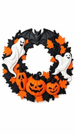 Halloween Kapı ve Duvar Süsü 22,5 cm  Hayalet Balkabağı Yarasa Figürlü Cadılar Bayramı
