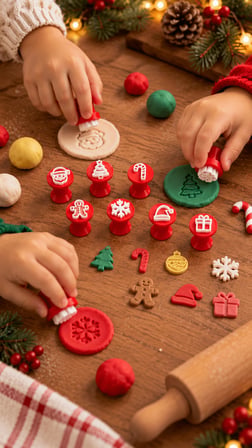 Yılbaşı Temalı Hamur Damga Seti 8li Noel Baba Kar Tanesi Kurabiye Oyun Hamuru Kil Baskı Kalıbı