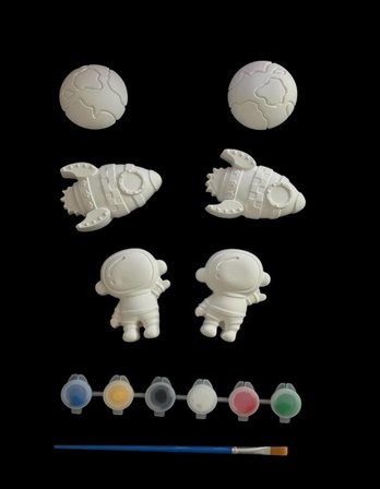 Boyanabilir Uzay Figürleri Seti  Astronot Roket Gezegen Boyama Hobi Seti  Çocuk Aktivite Oyuncağı