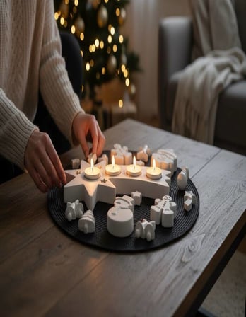 Yılbaşı Mumluk ve Boyanabilir Figür Seti  Noel Temalı Dekor & Hobi Seti  Tealight Mumluk