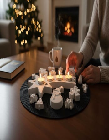 Yılbaşı Mumluk ve Boyanabilir Figür Seti  Noel Temalı Dekor & Hobi Seti  Tealight Mumluk