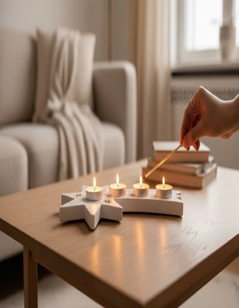 Dekoratif Kayan Yıldız Mumluk & Tealight Standı – Minimal El Yapımı Tasarım, Ev Dekorasyonu