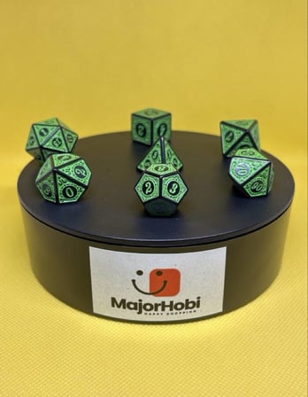 DND FRP 7’li Zar Seti – Yeşil Renkli  Dungeons & Dragons Masaüstü RPG Oyun Zarı Seti - Kopya