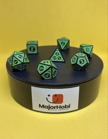 DND FRP 7’li Zar Seti – Yeşil Renkli  Dungeons & Dragons Masaüstü RPG Oyun Zarı Seti - Kopya