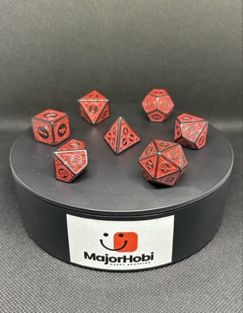 DND FRP 7’li Zar Seti – Kırmızı Renkli  Dungeons & Dragons Masaüstü RPG Oyun Zarı Seti