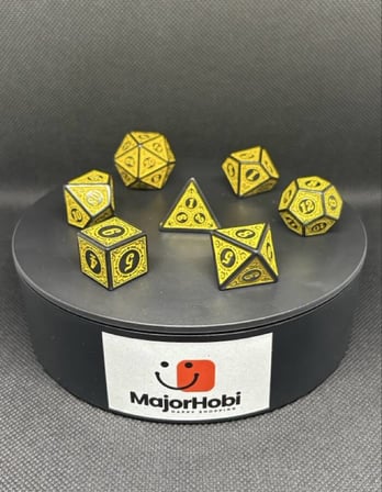 DND FRP 7’li Zar Seti – Sarı Renkli  Dungeons & Dragons Masaüstü RPG Oyun Zarı Seti