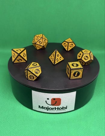 DND FRP 7’li Zar Seti – Sarı Renkli  Dungeons & Dragons Masaüstü RPG Oyun Zarı Seti