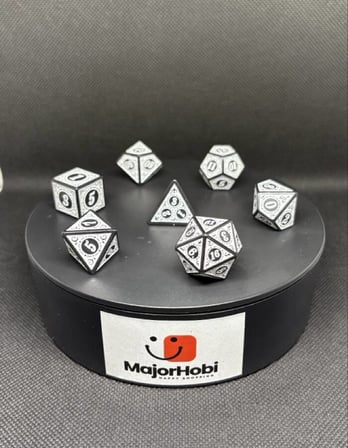 DND FRP 7’li Zar Seti – Beyaz Renkli  Dungeons & Dragons Masaüstü RPG Oyun Zarı Seti