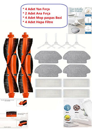 Xiaomi Mi Robot Vacuum STYTJ02YM S10 - S12 - Viomi V2 V3 uyumlu yedek parçaları