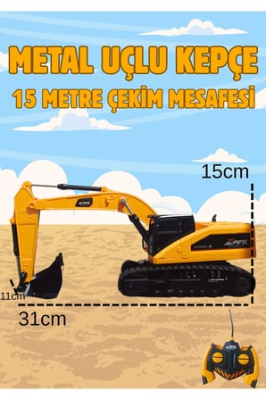 1:16 Ölçek 40Mhz Uzaktan Kumandalı Şarjlı Metal Uçlu 5 Kanal Kepçe İş Makinası