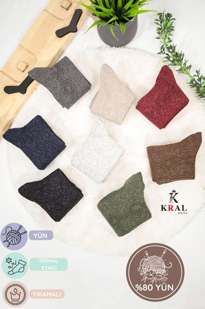 Kadın Koyun Yünü Lambswool Kışlık 3'lü Set Çorap