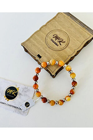 Gerçek Turuncu Akik Taşı Bileklik MK.016.010