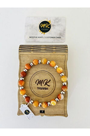 Gerçek Turuncu Akik Taşı Bileklik MK.016.010