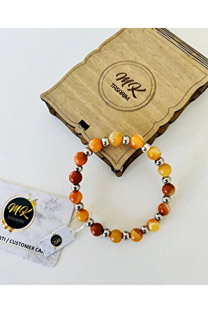 Gerçek Turuncu Akik Taşı Bileklik MK.016.010