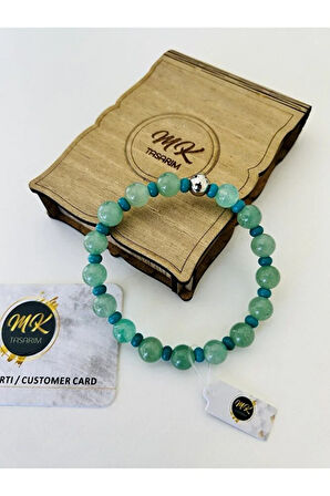 MK TASARIM Gerçek Aventurin - Turkuaz Taşı Bileklik Mk.020.002