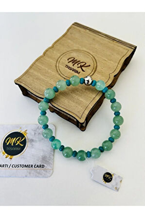MK TASARIM Gerçek Aventurin - Turkuaz Taşı Bileklik Mk.020.002