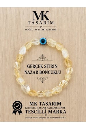 MK TASARIM GERÇEK SİTRİN TAŞI BİLEKLİK MK.300.4