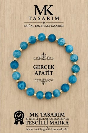 MK TASARIM GERÇEK APATİT BİLEKLİK MK.7000.835- RAHATLIK-DİNGİNLİK-ENERJİ- STRES BİLEKLİĞİ