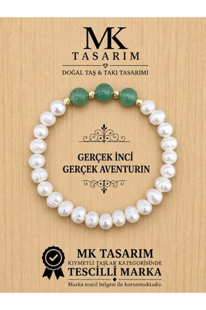 GERÇEK İNCİ GERÇEK AVENTURİN BİLEKLİK MK.7000.838- RAHATLIK-DİNGİNLİK-ENERJİ- STRES BİLEKLİĞİ