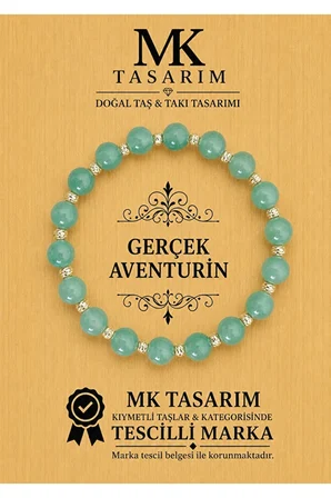 MK TASARIM GERÇEK AVENTURİN BİLEKLİK MK.7000.849- RAHATLIK-DİNGİNLİK-ENERJİ- STRES BİLEKLİĞİ