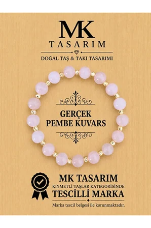 GERÇEK PEMBE KUVARS TAŞI BİLEKLİK MK.7000.858- RAHATLIK-DİNGİNLİK-ENERJİ- STRES BİLEKLİĞİ- RENKLERİ BOYA DEĞİLDİR -KENDİ RENGİDİR