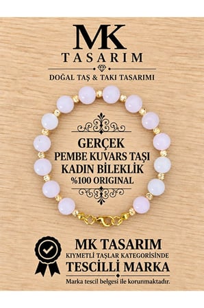 GERÇEK PEMBE KUVARS BİLEKLİK MK.7000.863- RAHATLIK-DİNGİNLİK-ENERJİ- STRES BİLEKLİĞİ- RENKLERİ BOYA DEĞİLDİR -KENDİ RENGİDİR
