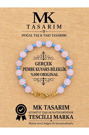 GERÇEK PEMBE KUVARS BİLEKLİK MK.7000.866- RAHATLIK-DİNGİNLİK-ENERJİ- STRES BİLEKLİĞİ- RENKLERİ BOYA DEĞİLDİR -KENDİ RENGİDİR