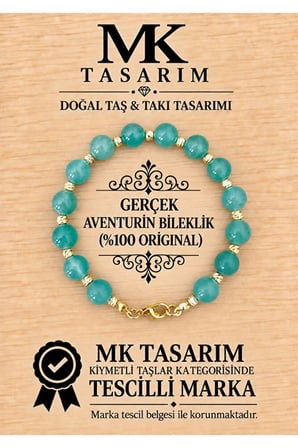 MK TASARIM GERÇEK AVENTURİN TAŞI BİLEKLİK MK.7000.877- RAHATLIK-DİNGİNLİK-ENERJİ- STRES BİLEKLİĞİ- RENKLERİ BOYA DEĞİLDİR -KENDİ RENGİDİR