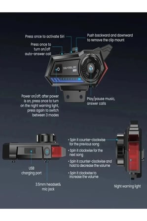Vothoon Bt57 Motosiklet Kask Kulaklık Intercom Işıklı Motorsiklet Interkom