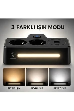 Bkl-502 Akım Korumalı 2li Priz 2 Usb Ve 2 Type-c Çıkış 4000w Hızlı Şarj Duvar Tipi Dokunmatik Led Aydınlatmalı