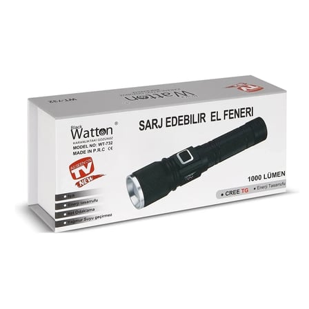 Cree Tg Led 1000 Lümen Göstergeli Fonksiyonel El Feneri  Wt-732