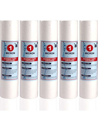 Açık Kasa Su Arıtma Cihazı 10 Inç 1 Mikron Sediment Spun Filtre ( 5 Adet )