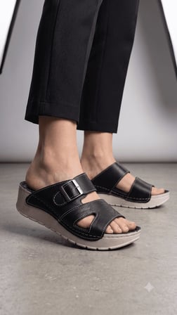 Kadın Hakiki Deri Masajlı Taban Comfort Rahat Kadın Esnek Günlük Ev Terlik