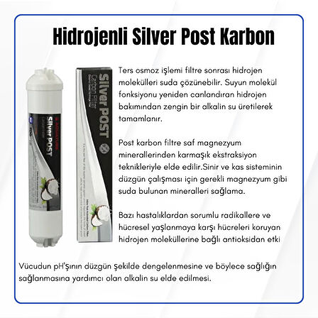 Gümüş İyonlu Silver Coconatlı Nano Antibakteriyal Post Carbon Filtre (Nsf Onaylı)