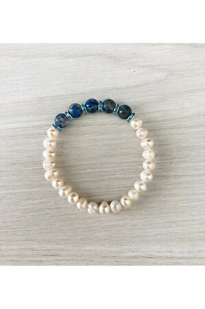 MK TASARIM Gerçek İnci, Lapis Lazuli Taşı Bileklik MK100159