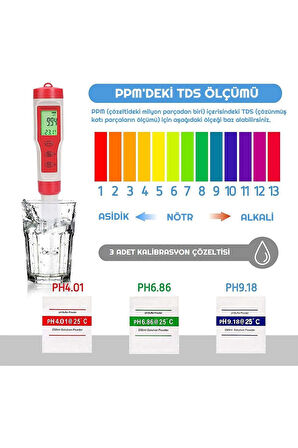 Ph Metre Tds Metre Sıcaklık Ec Ölçer 4ü 1 Arada Ölçüm Cihaz