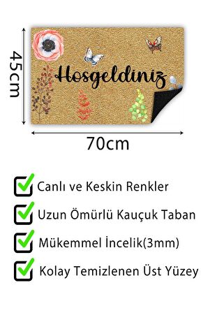 Hoşgeldiniz Kapı Önü Paspası Dekoratif Kapı Paspası Dış Mekân Paspas Ev İçi Paspası 45x70cm