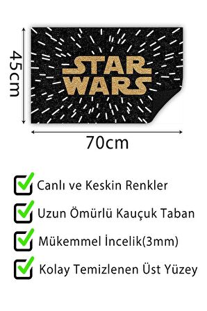 Star Wars Kapı Önü Paspası Dekoratif Kapı Paspası Dış Mekân Paspas Ev İçi Paspası 45x70cm