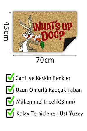 Whats Up Kapı Önü Paspası Dekoratif Kapı Paspası Dış Mekân Paspas Ev İçi Paspası 45x70cm