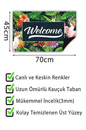 Welcome Kapı Önü Paspası Dekoratif Kapı Paspası Dış Mekân Paspas Ev İçi Paspası 45x70cm