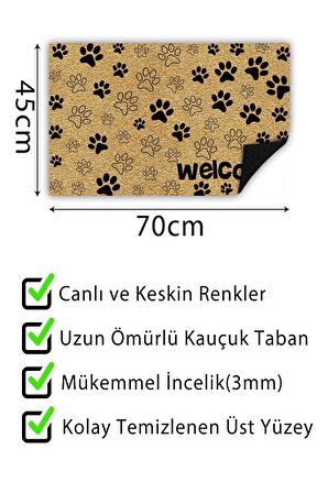 Patiler Kapı Önü Paspası Dekoratif Kapı Paspası Dış Mekân Paspas Ev İçi Paspası 45x70cm