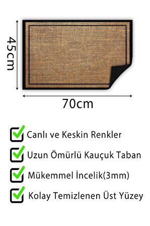 Hasır Baskılı Kapı Önü Paspası Dekoratif Kapı Paspası Dış Mekân Paspas Ev İçi Paspası 45x70cm