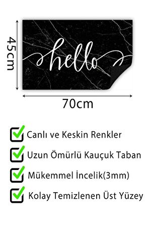 Hello Kapı Önü Paspası Dekoratif Kapı Paspası Dış Mekân Paspas Ev İçi Paspası 45x70cm