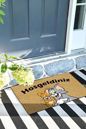 Tom ve Jerry Kapı Önü Paspası Dekoratif Kapı Paspası Dış Mekân Paspas Ev İçi Paspası 45x70cm