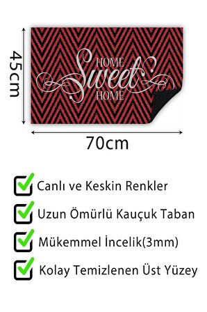 Home Sweet Home Kapı Önü Paspası Dekoratif Kapı Paspası Dış Mekân Paspas Ev İçi Paspası 45x70cm